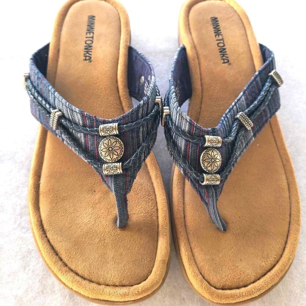 Minnetonka 9 Womens Y2K Boho Indie Western Cowgirl Silverthorne Leather‎ Sandals